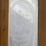 Double dividing door in wood and etched glass, 20th century
