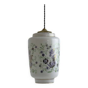 Ancienne grande suspension en opaline 1970 vintage