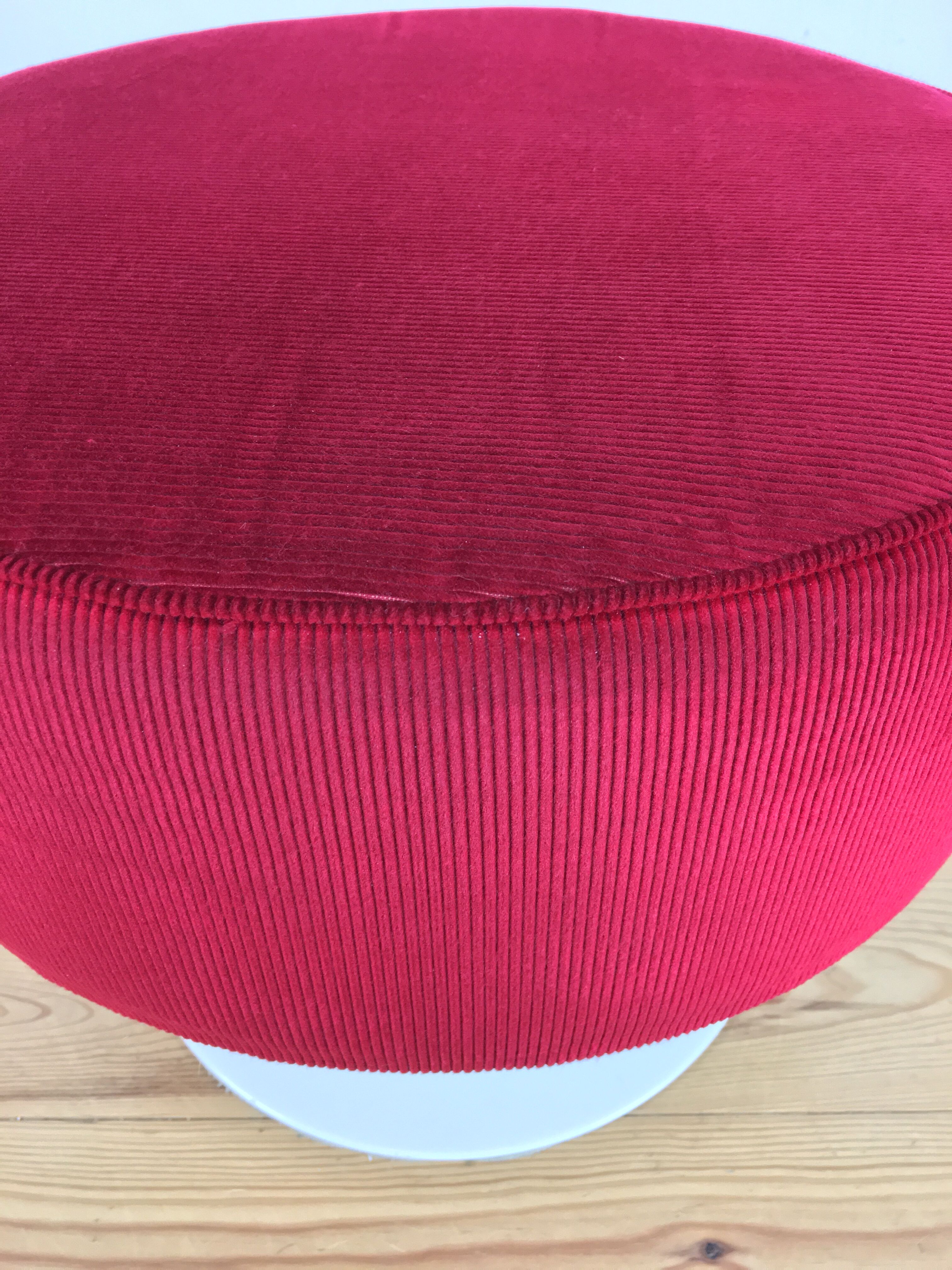70's tulip and red velvet space age stool