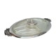 Art deco presentation dish in silver metal and glass compartments
