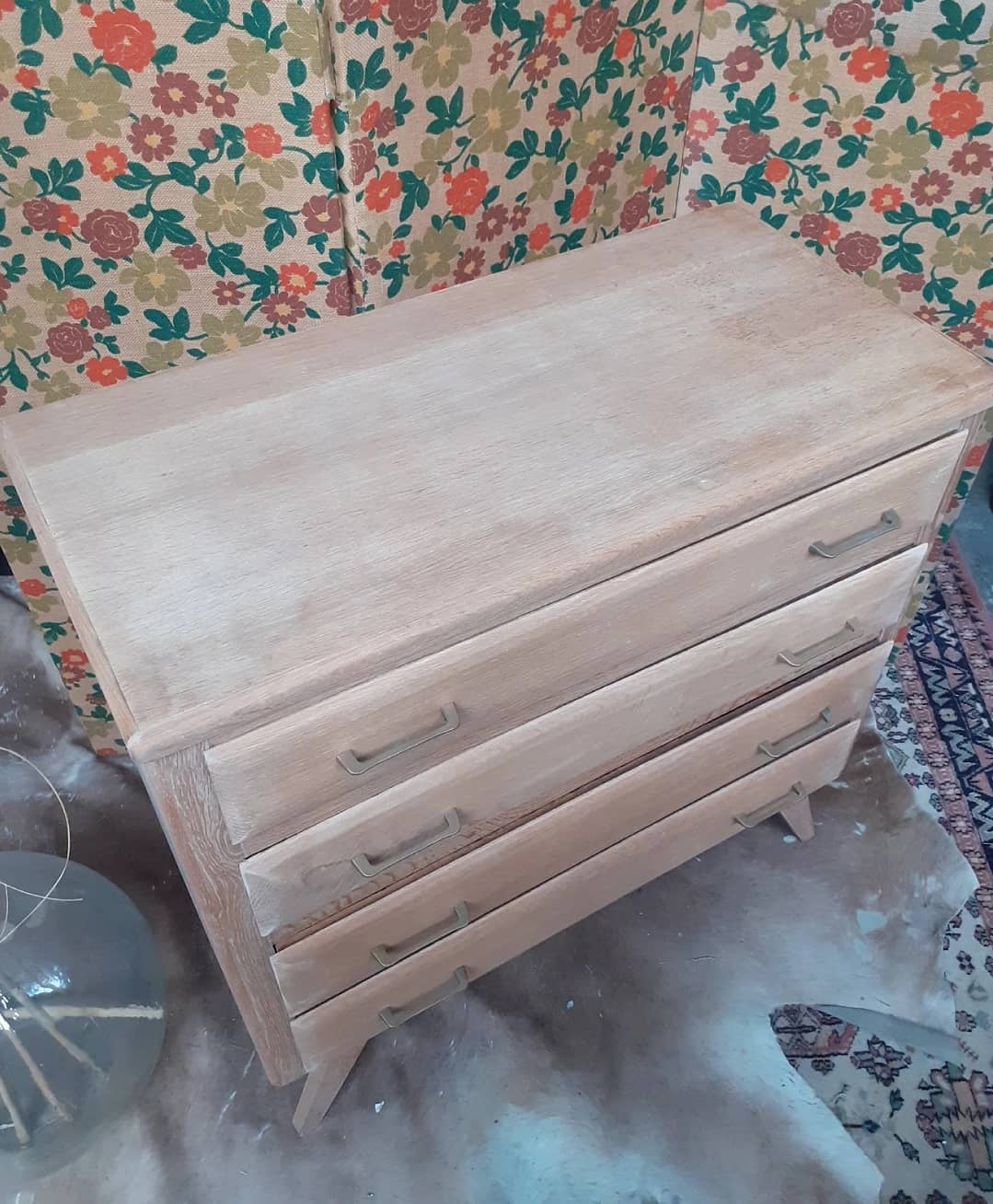 Chest of drawers 4 feet compass drawers curved 1950