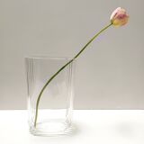 Rectangular Transparent Murano Glass Vase by Carlo Moretti, Signed, Italy 1990s
