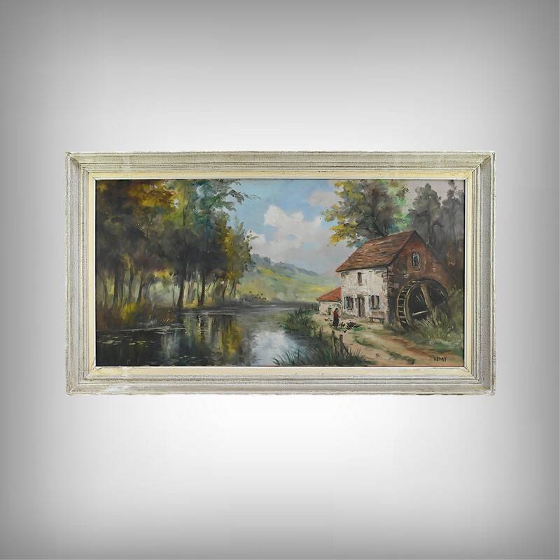 Large Painting “The Mill”, signed Reney – Part 1 of the 20th century