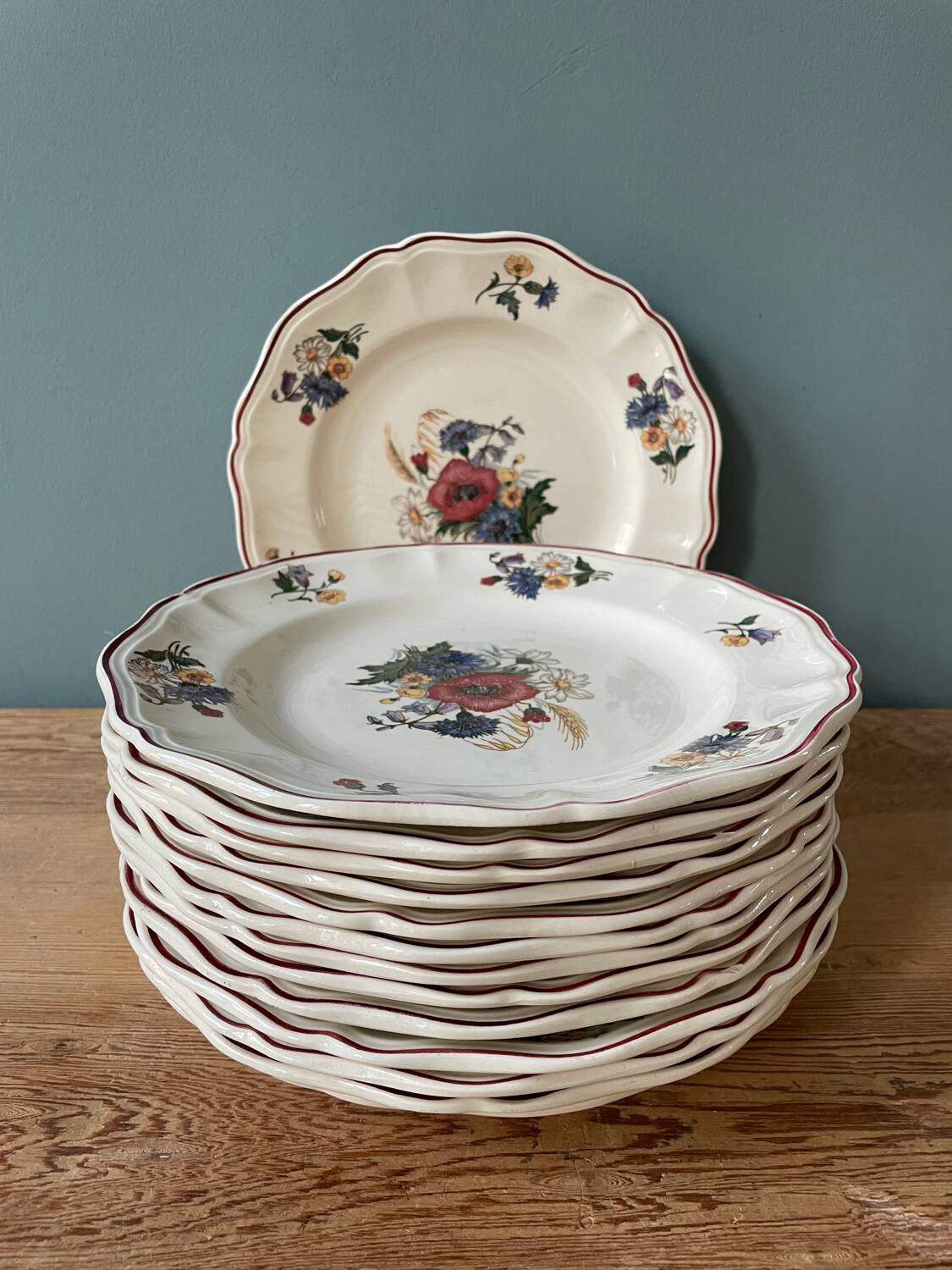 Series of 14 Sarreguemines France flat plates, Agreste collection