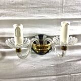 Paire d'appliques verre et cristal