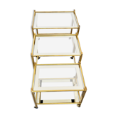 Trio de tables basses « Nido » laiton et verre Italie 70s