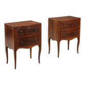 Pair of walnut bedside tables in Barocchetto style