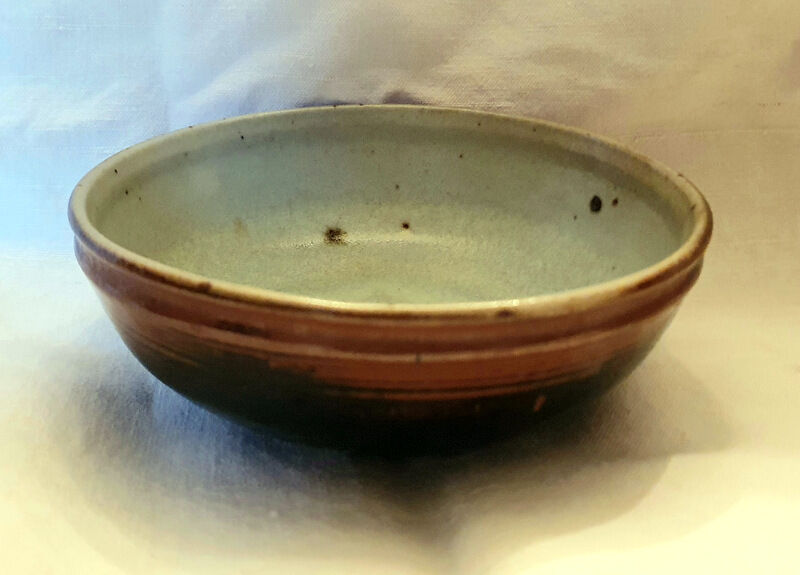Blue glazed terracotta bowl