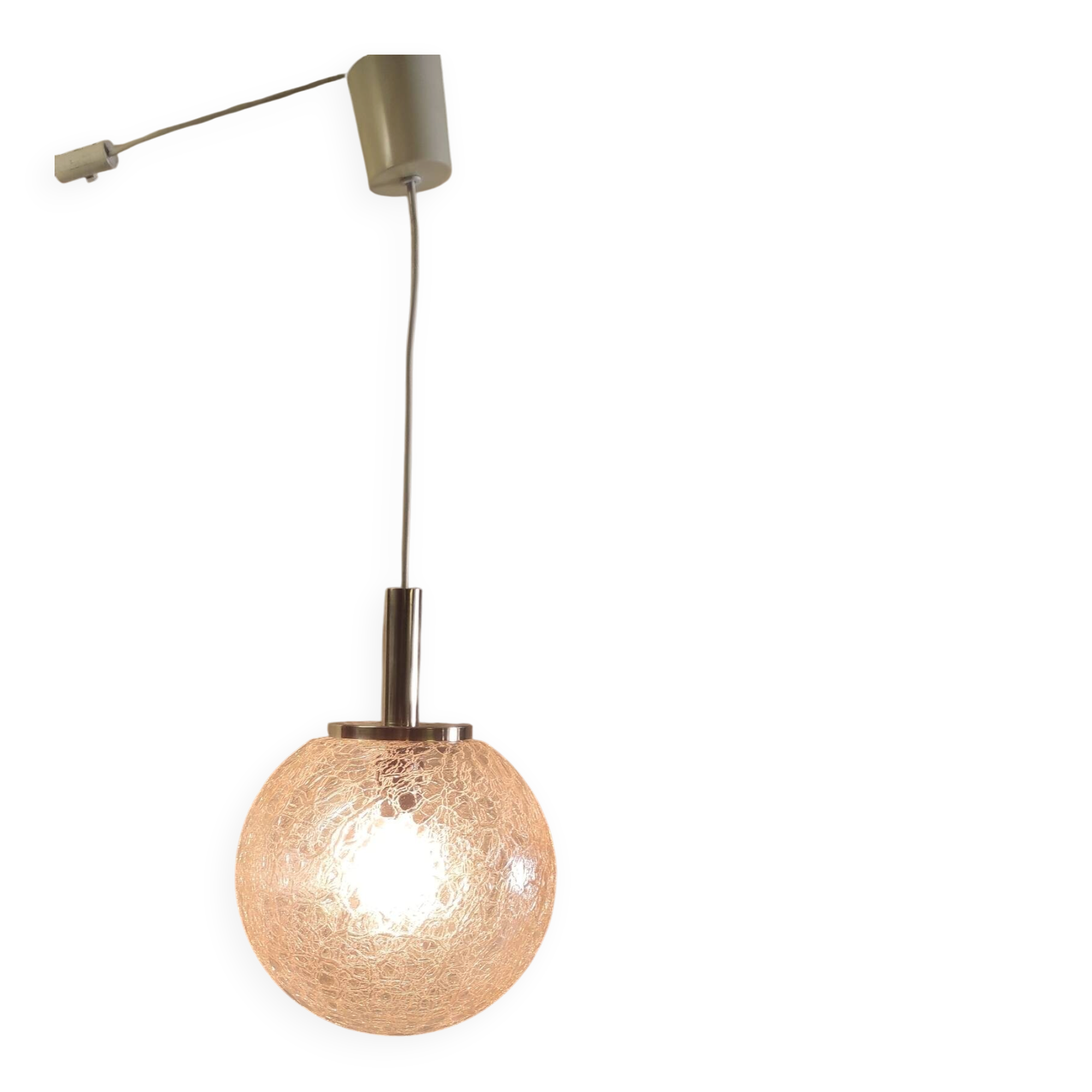 70's amber glass and brass suspension design