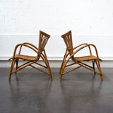Pair of fan rattan chair