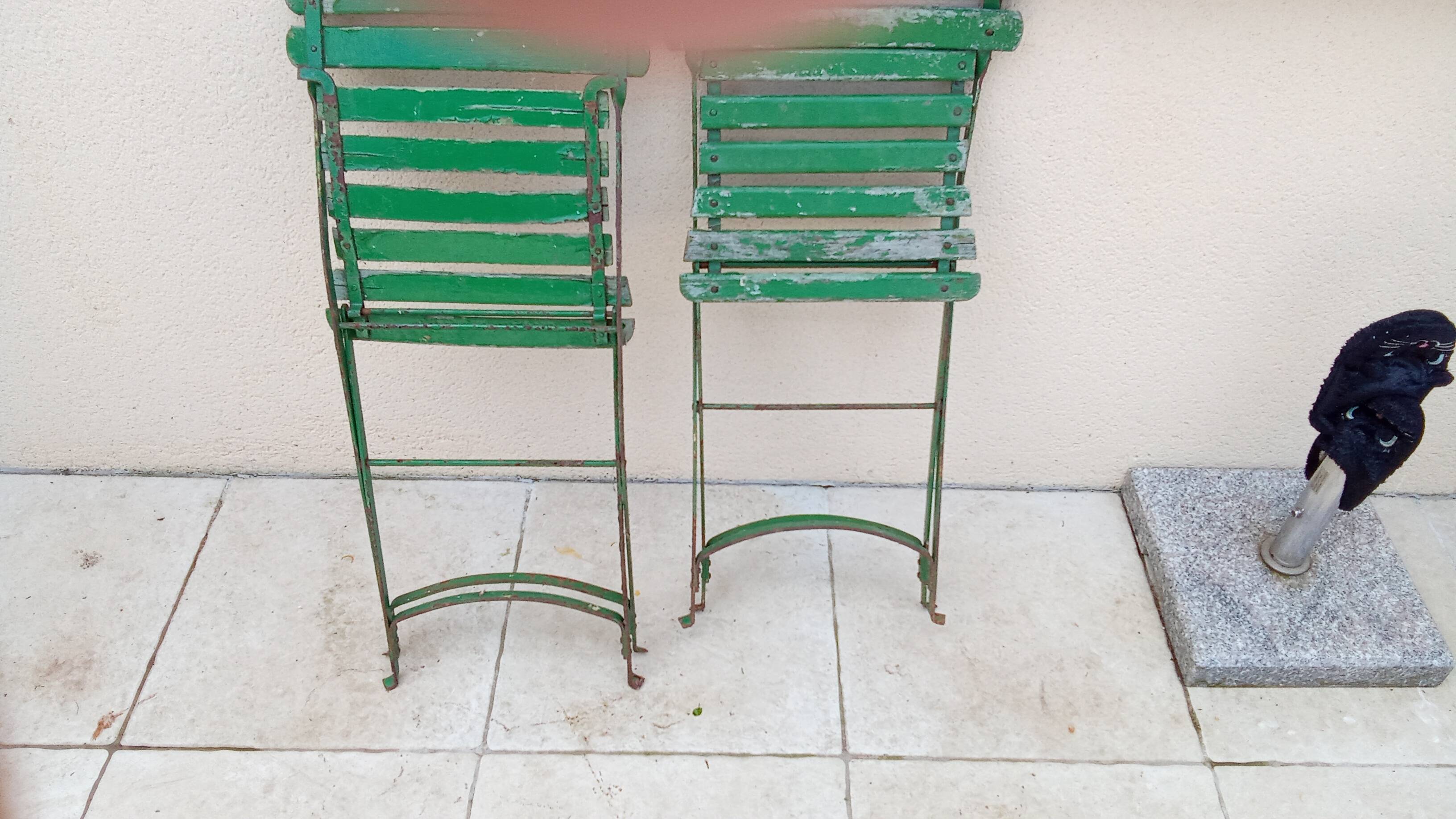 Paire de chaises de bistrot jardin pliable ancienne