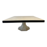 Italian Art Deco Style Square Parchment and Black Lacquer Table, 1980s