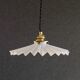 Old pendant light in white pleated glass - delivered with new brass socket and new cable