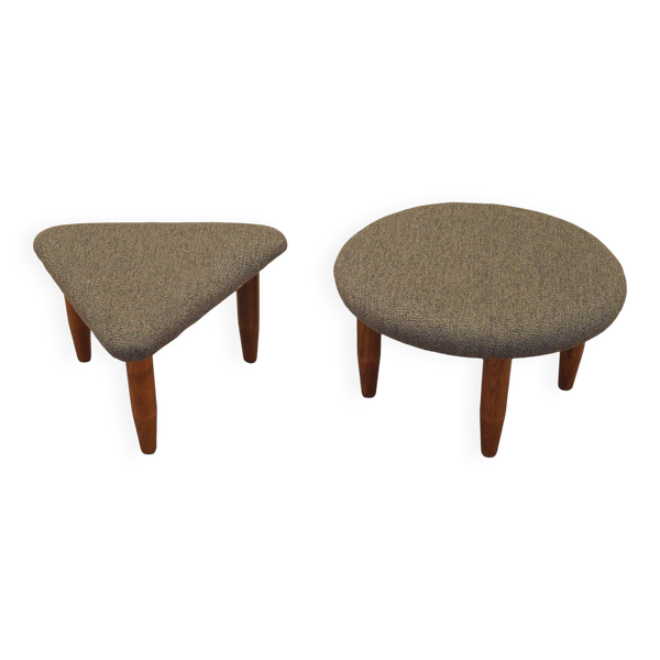 Ensemble de deux poufs marron, design danois, années 1990, production : Danemark