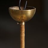 Art Deco chandelier with 4 arms in glass and brass, Sweden, 1940s