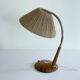 Vintage Scandinavian Lamp, Wood Brass Sisal