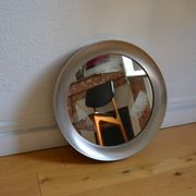 miroir rond 1970 cadre métal inox brossé 43 cm
