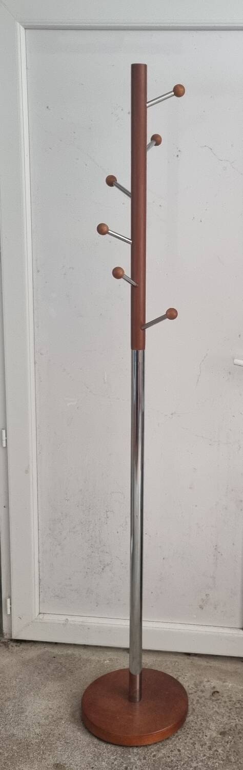 Wood and steel coat rack