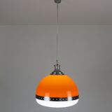 Large Italian pendant light (diameter 50 cm) orange and white Space Age 1960s