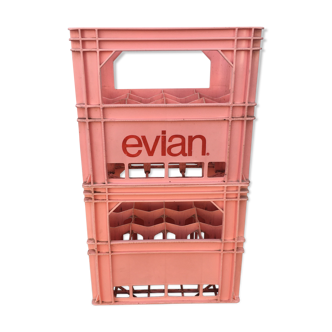 Paire de caisses à bouteilles vintages Evian