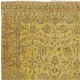 Vintage Handmade Turkish Wool Area Rug Overdyed in Yellow for Contemporary Interiors