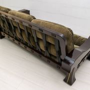 Canapé italien en bois et daim "Ussaro" de Luciano Frigerio, 1970