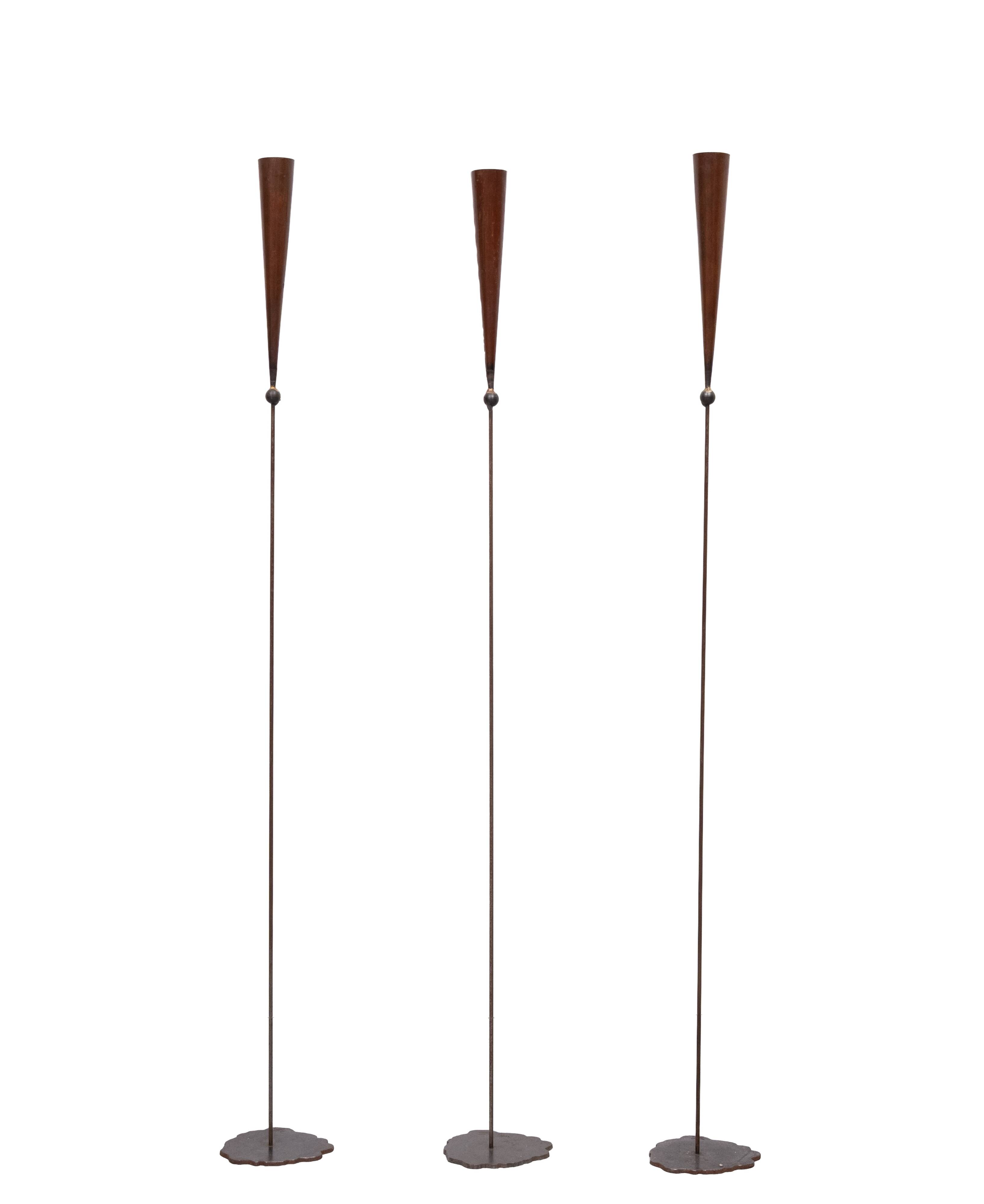 Pieter Spruyt handmade Brass 3 Brutalist Torchères