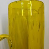 Pichet en verre Murano bullé jaune vintage