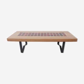 low flower bench, coffee table with tiles