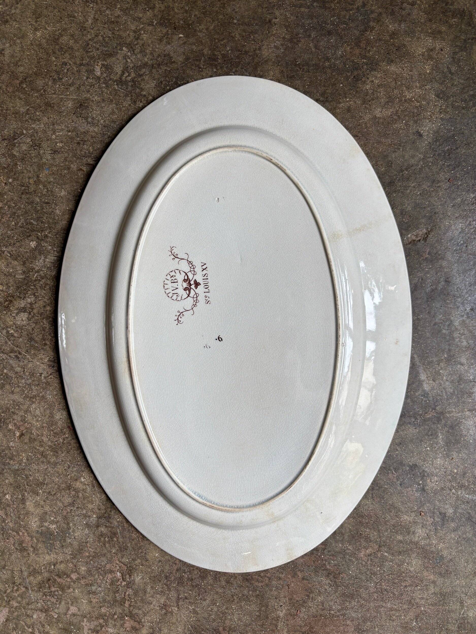 Jules Vieillard oval dish - Bordeaux in iron earth, "Louis XV" service
