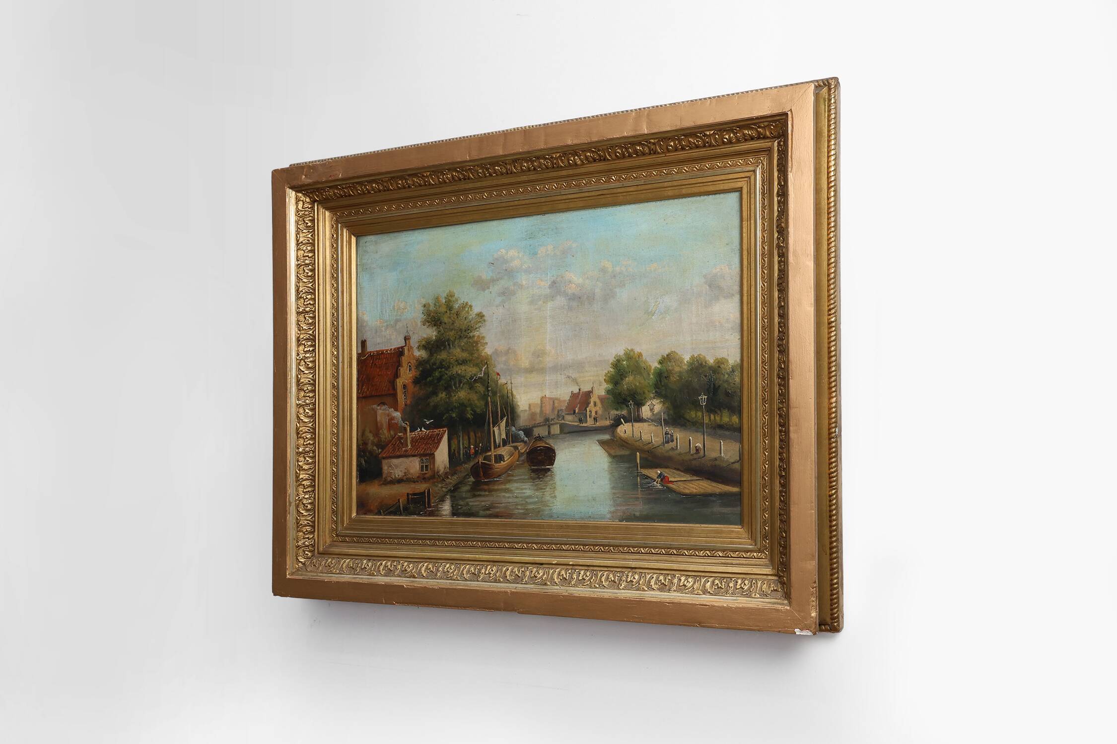 River Landscape with Sailboats, Belgium ca. 1850