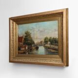 River Landscape with Sailboats, Belgium ca. 1850