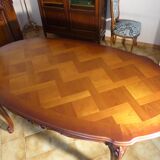 Louis XV style table and 6 chairs in solid wood, excellent condition