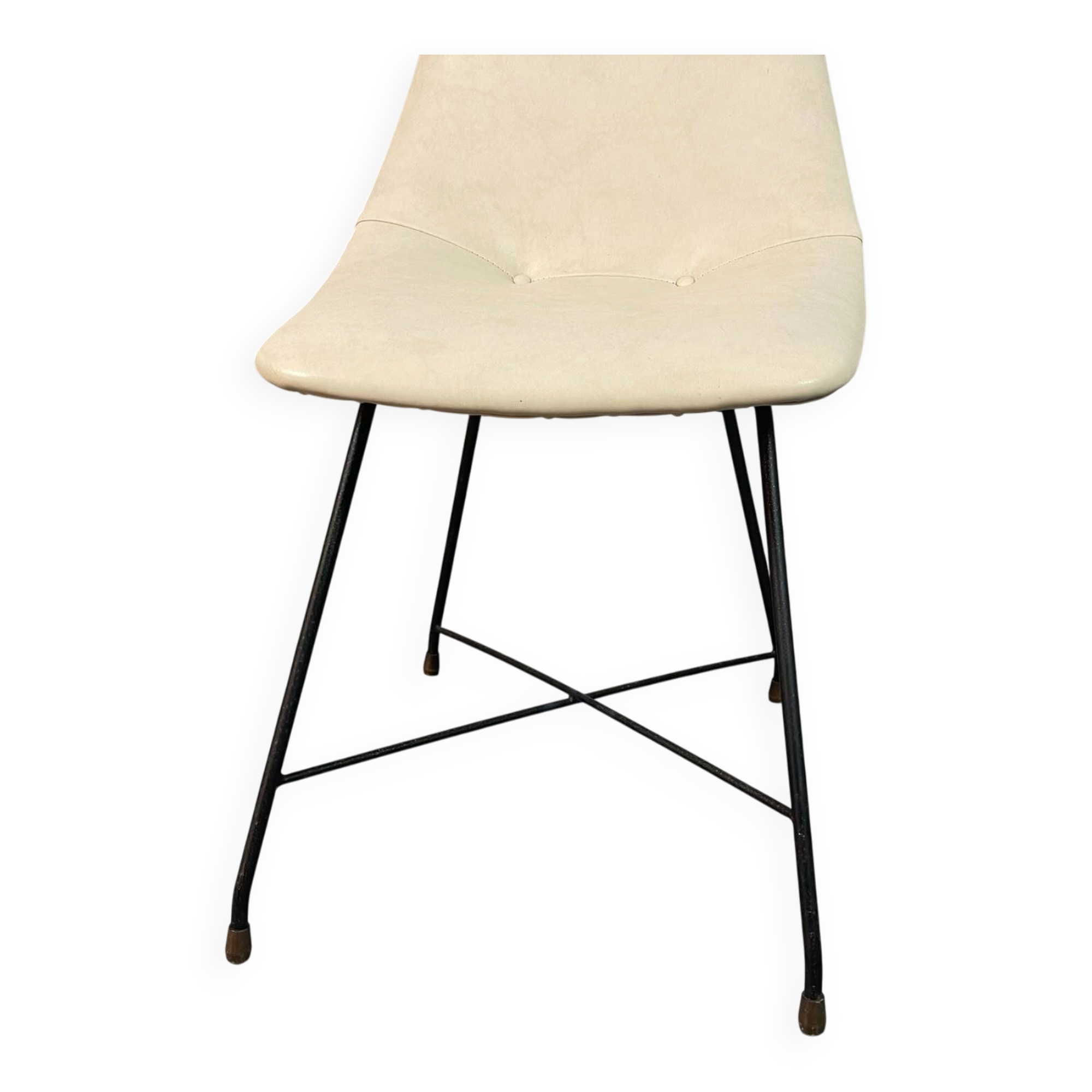 Augusto Bozzi ‘Aster’ Side Chair for Saporiti, Italy, 1950s – Cream Vinyl