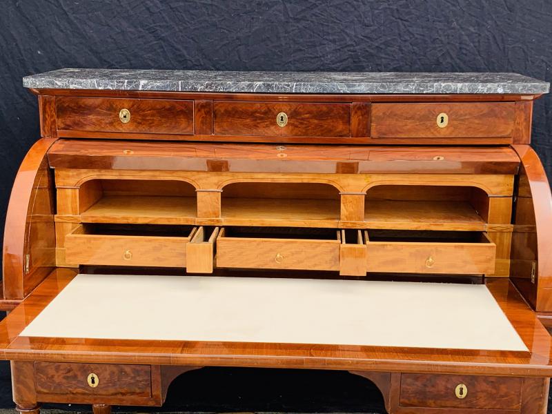 Vintage flamed mahogany cylinder desk