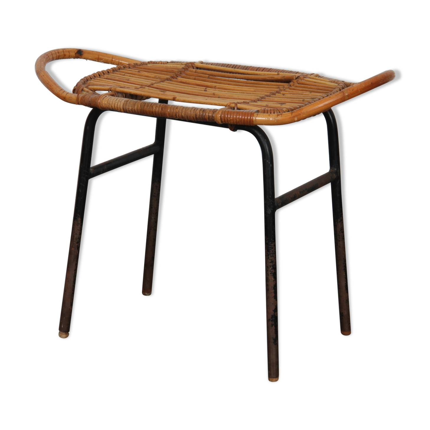 Tabouret vintage en rotin par Alan Fuchs pour Uluv, 1960