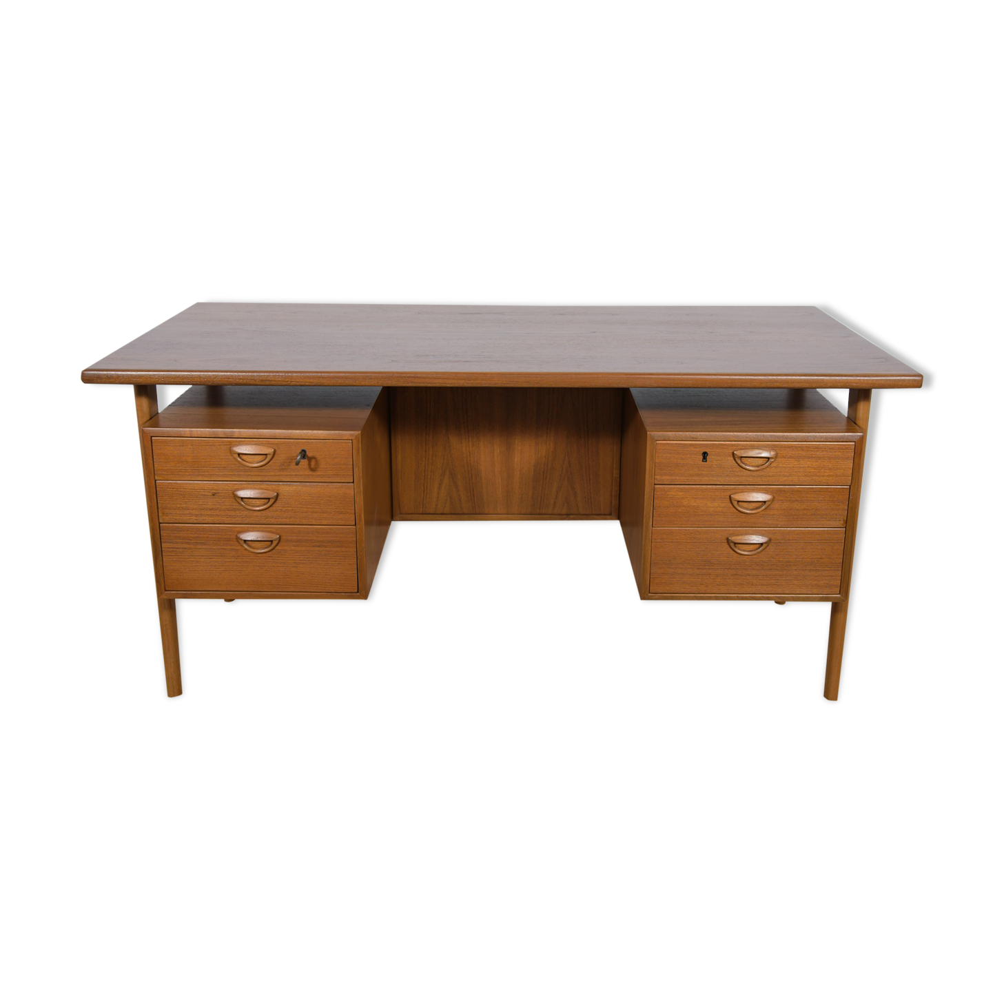 Mid-Century Danish Teak Desk by Kai Kristiansen for Feldballes Møbelfabrik, 1960s