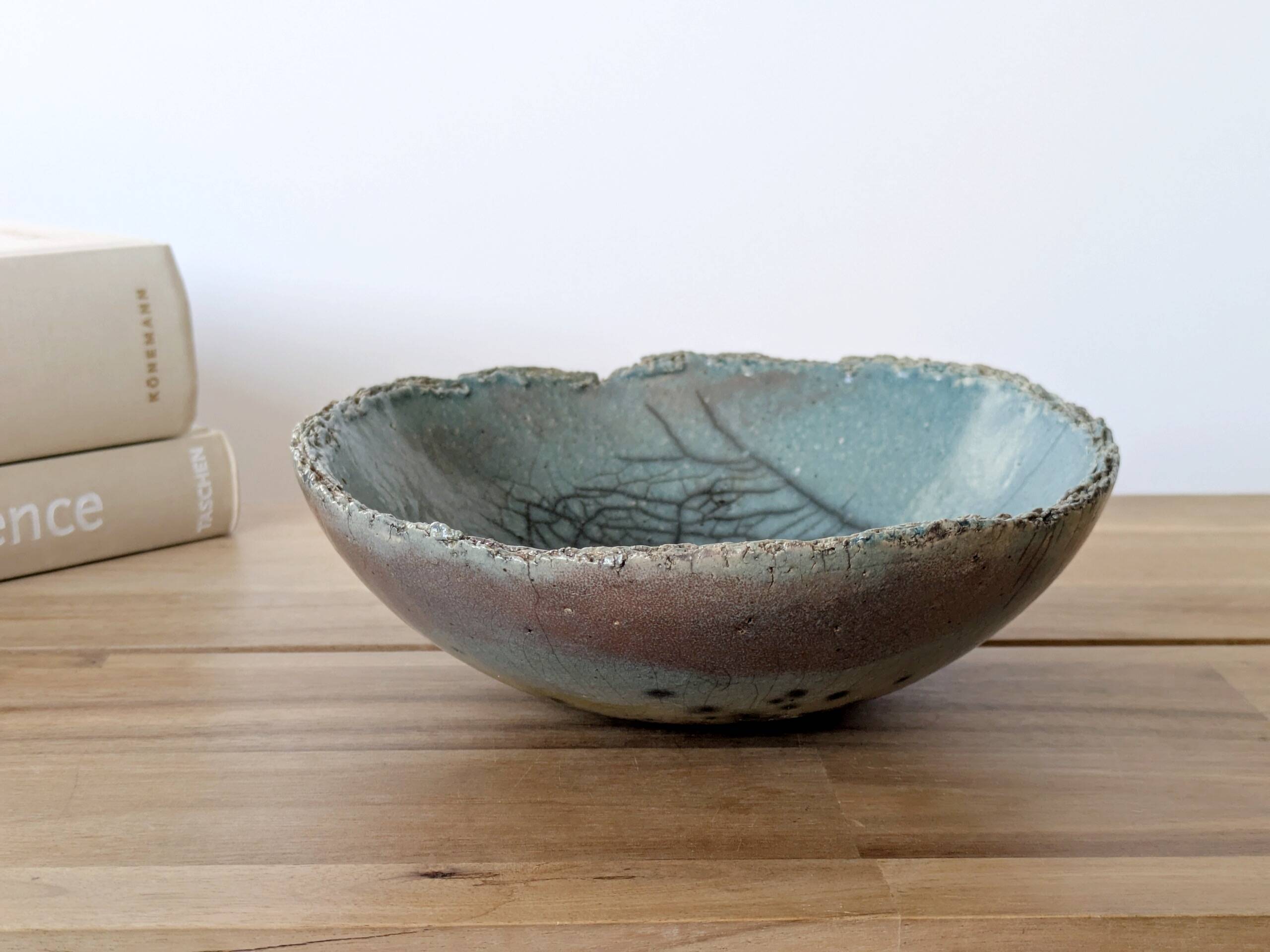 Vintage Raku ceramic bowl, handmade, signed, Japanese craftsmanship.