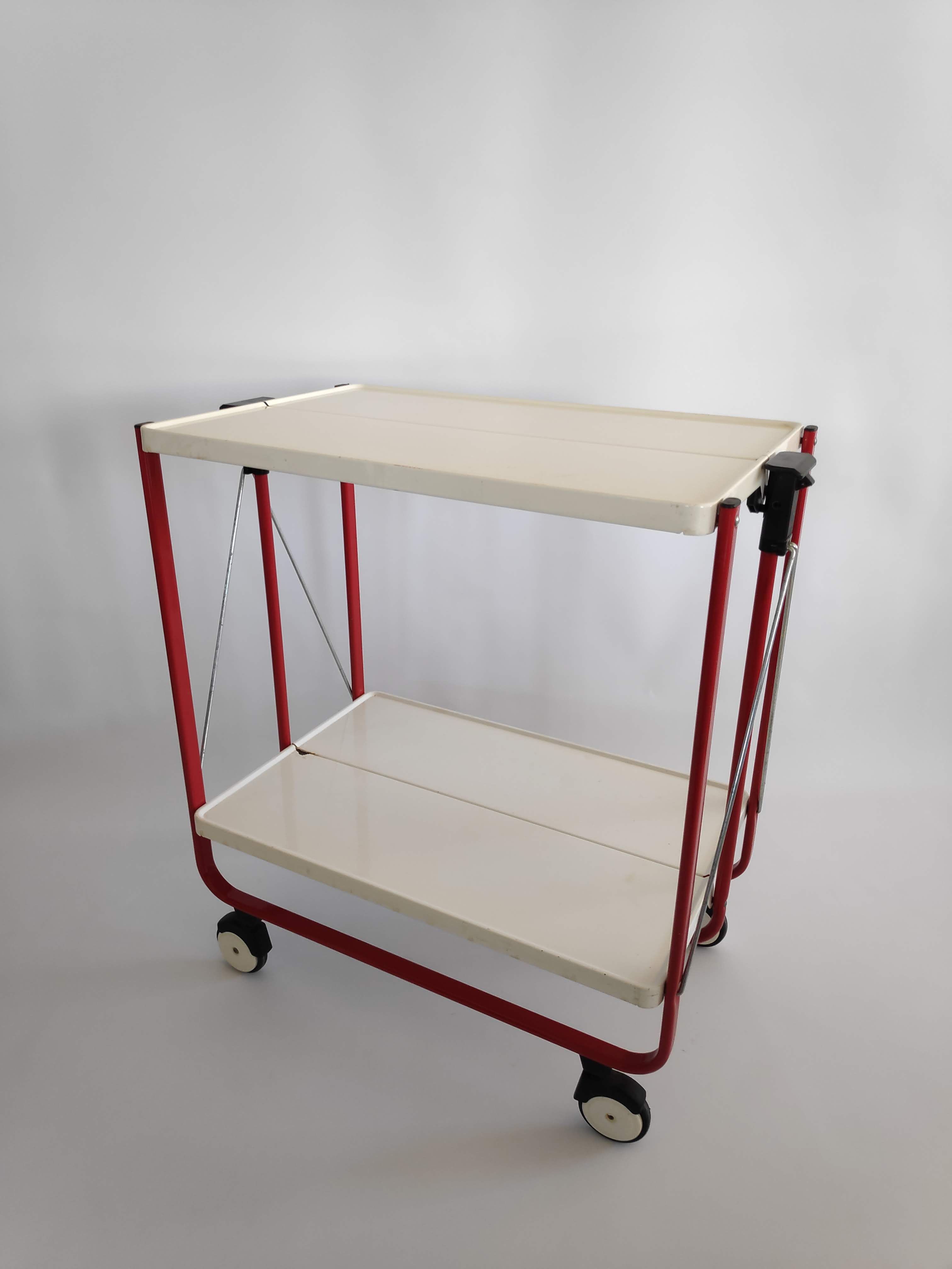 Vintage serving table in painted steel sheet from the years 80