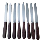 Set of 8 vintage stainless steel and brown bakelite table knives