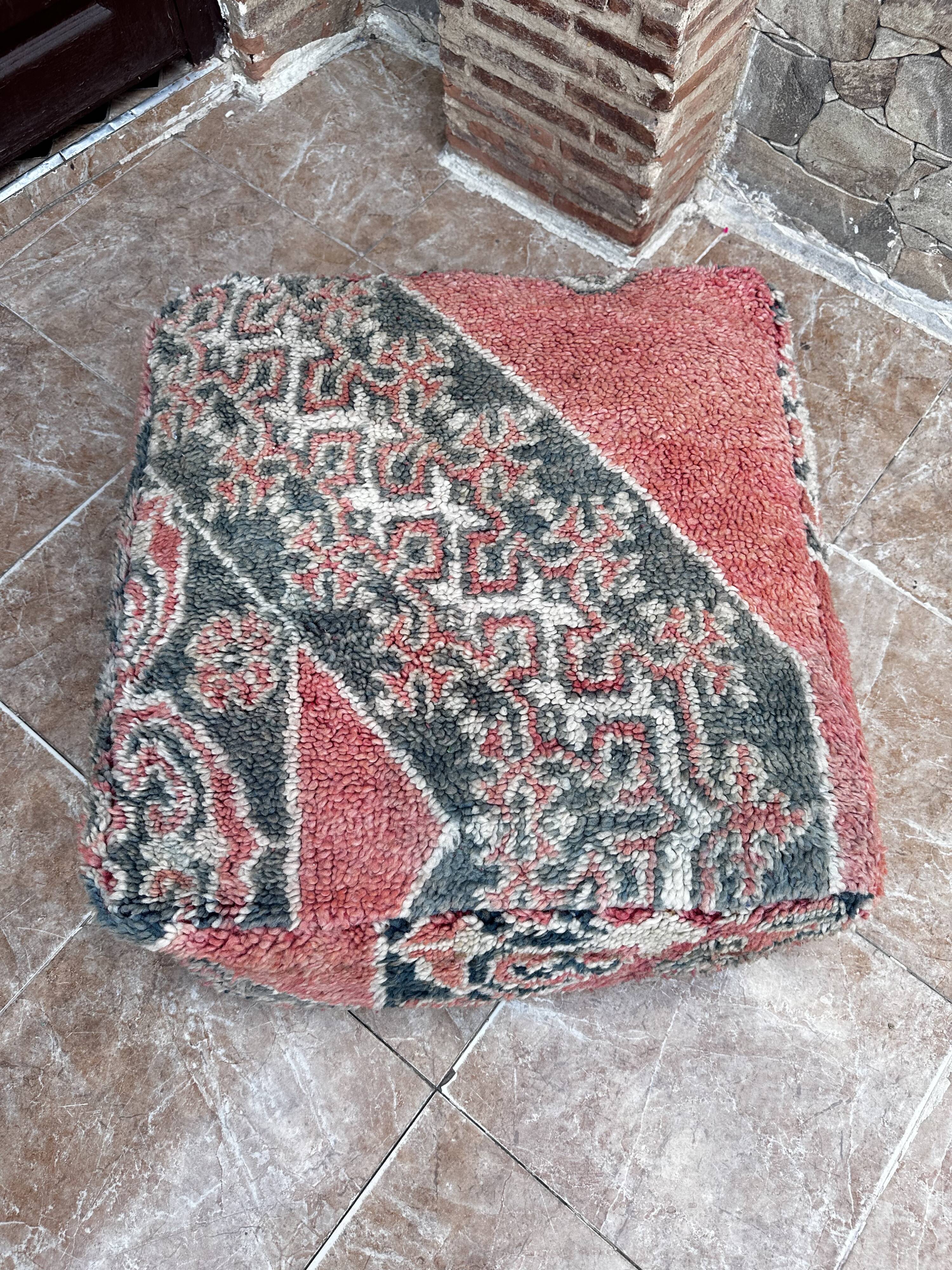 Handmade Berber Kilim pouf, floor cushion