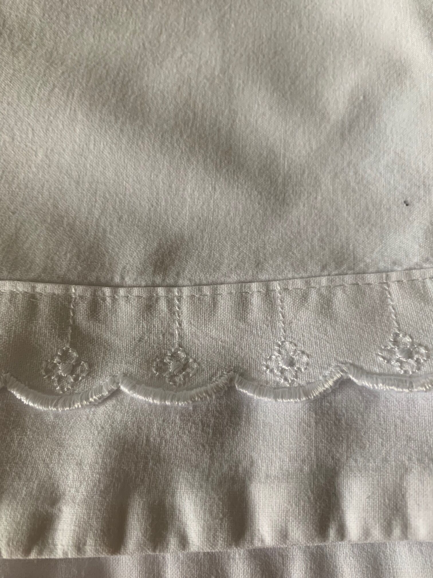 Pair pillowcases white cotton and lace