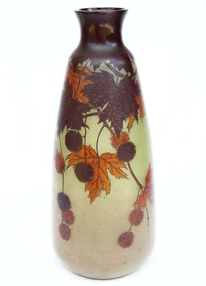Art Nouveau vase with autumn decoration signed by Jem