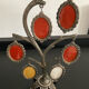 Vintage photo holder silver metal medallions