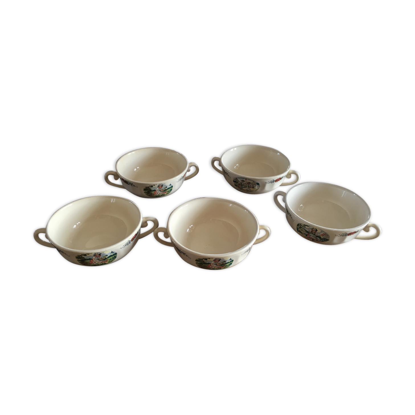 Lot of 5 chocolate bowls Sarreguemines Obernai