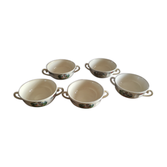 Lot of 5 chocolate bowls Sarreguemines Obernai