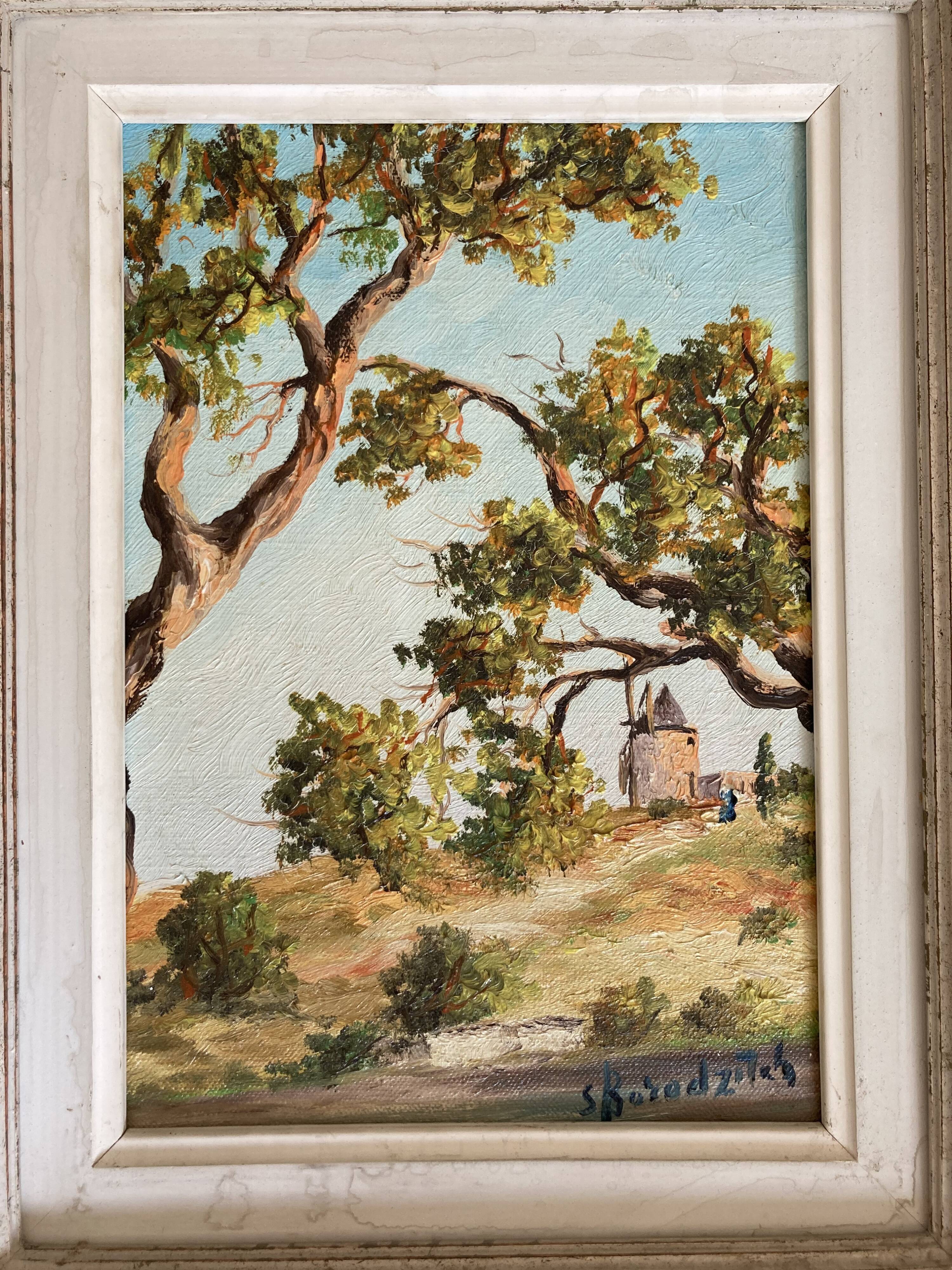 Oil on canvas - Provençal mill, signed Serge Borodizitch