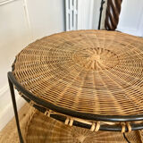 Airborne wicker and metal rolling trolley