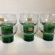 Six green footed Space Age glasses Luminarc.