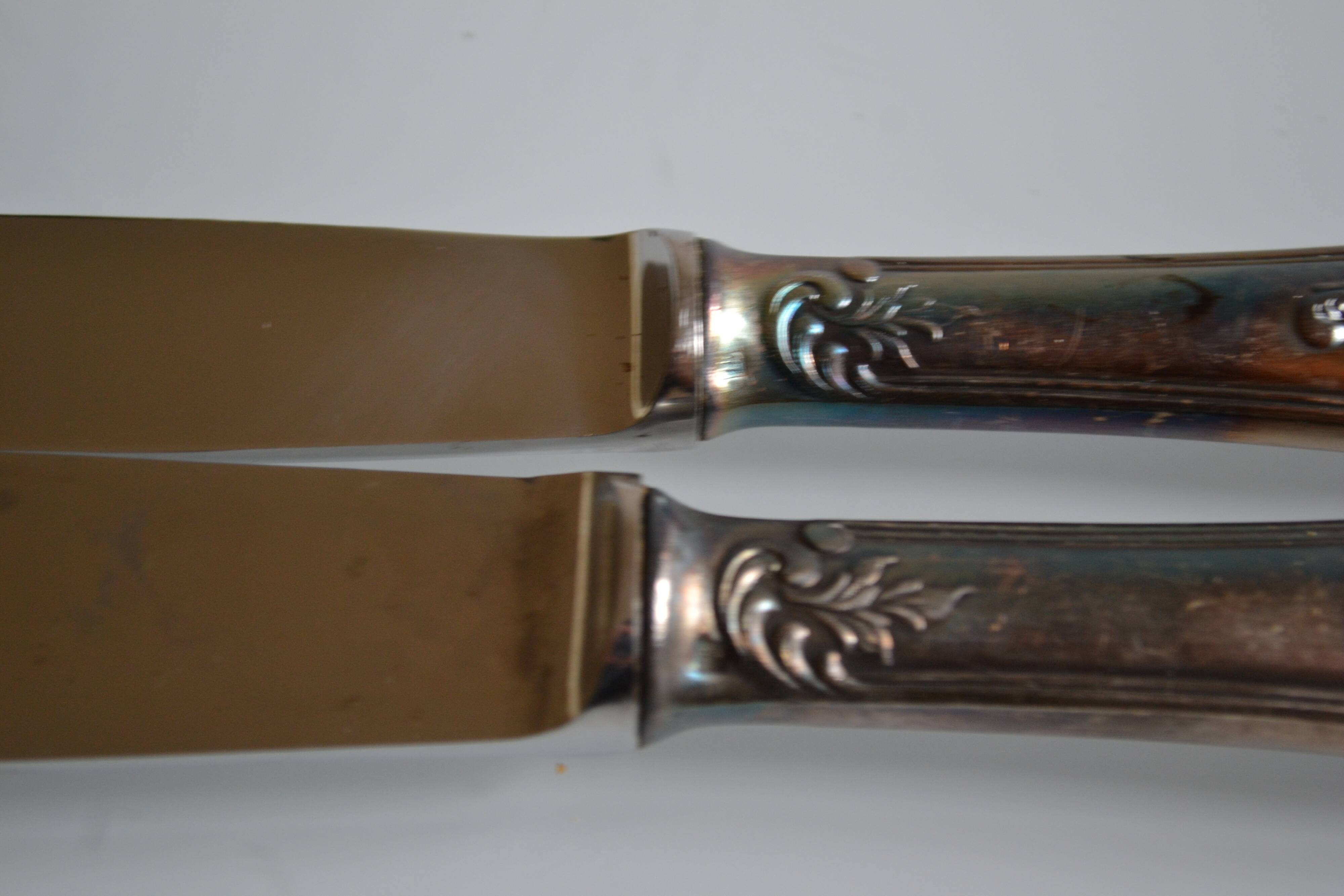 24 TABLE & DESSERT KNIVES SILVER METAL GOLDFORFER FRIONNET FRANCOIS LOUIS XV